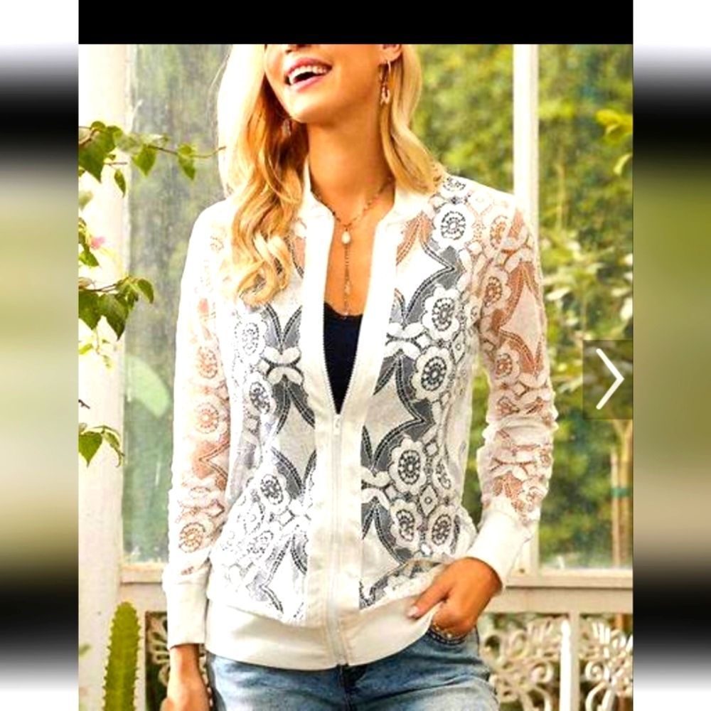 Susan Betro Zip Up Lace Jacket plus, New